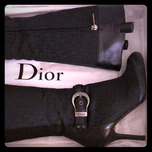 Preowned Authentic black Monogram Dior boots